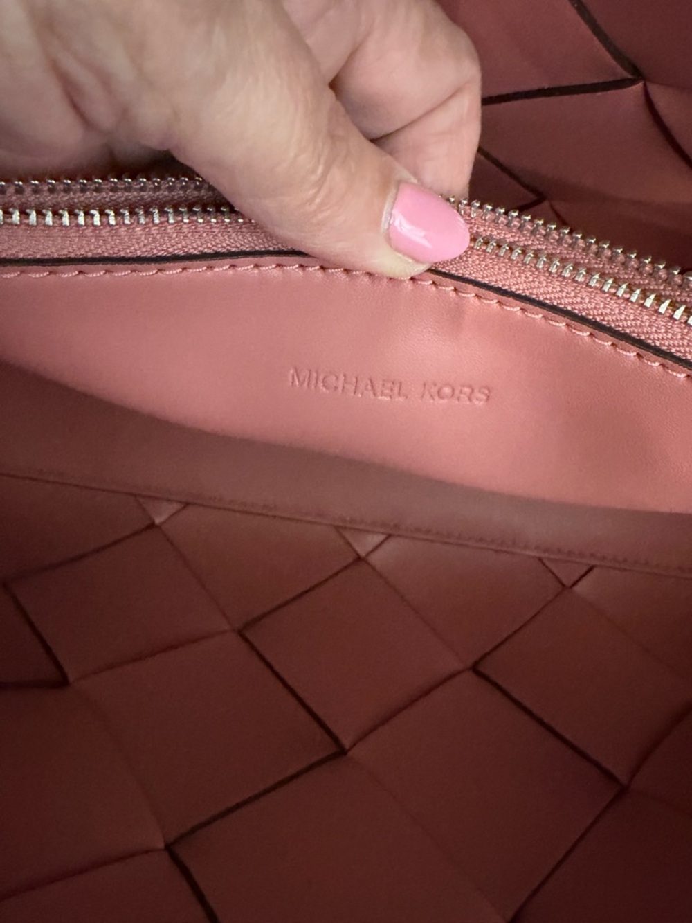 MICHAEL Michael Kors Scarlett Medium Woven Leather East West Satchel EUC - Picture 12 of 16